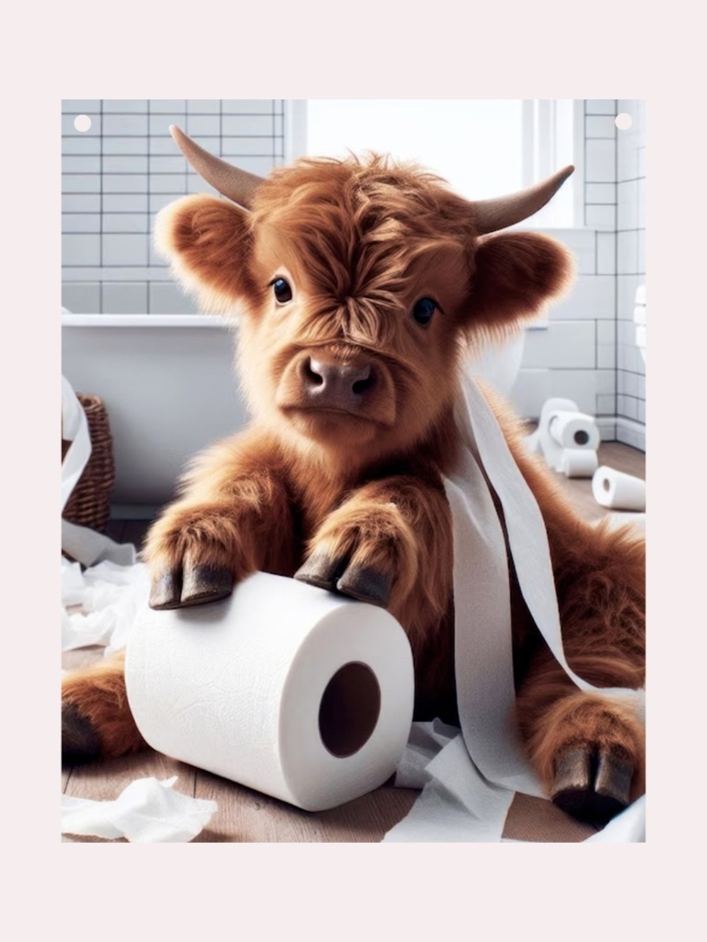 Scottish Highland Cow Funny Bathroom Aluminum Sign 8"x10" Funny COW SIGN